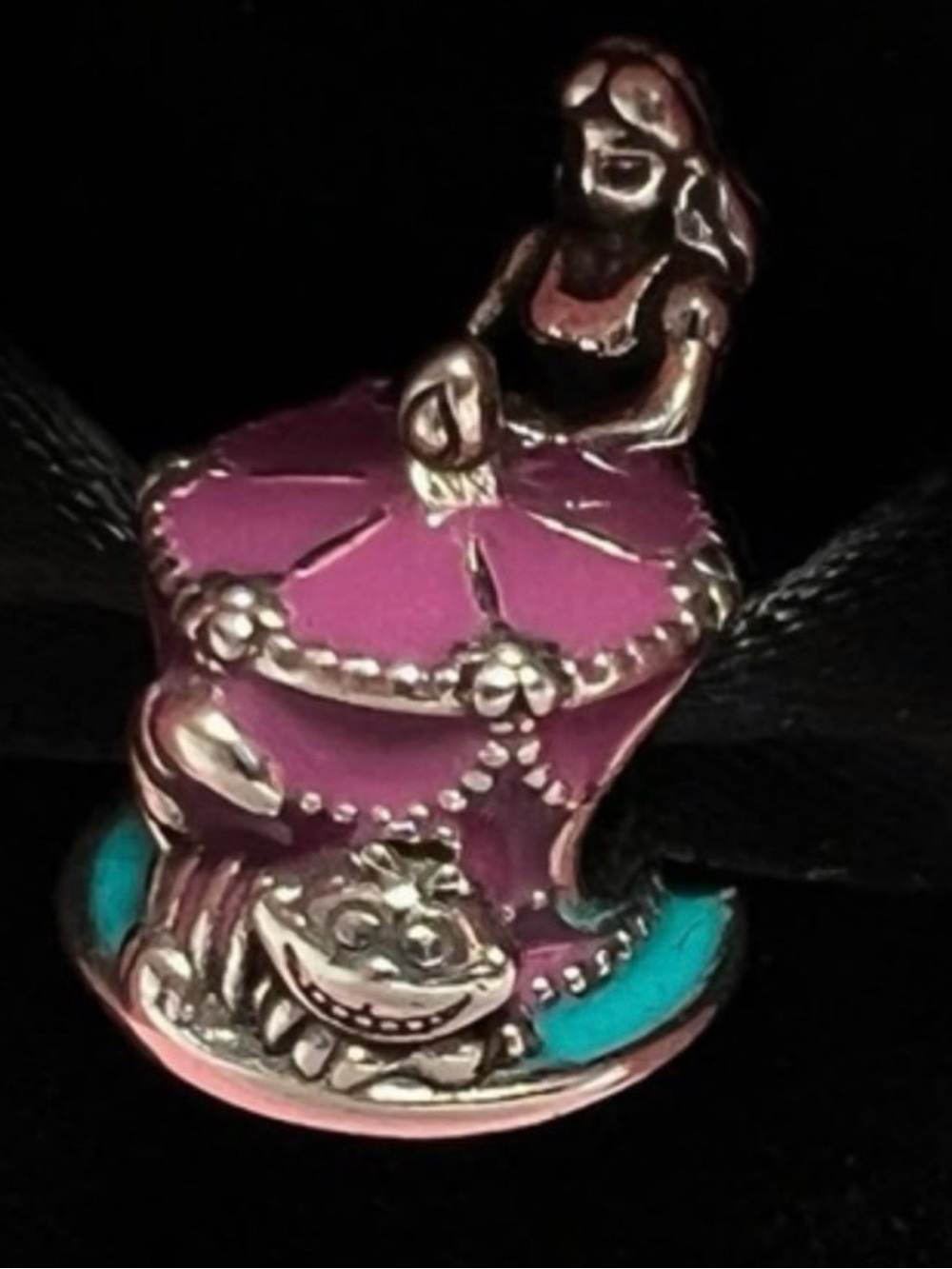 Pink and Teal Alice Teacup Charm Bracelet Bead